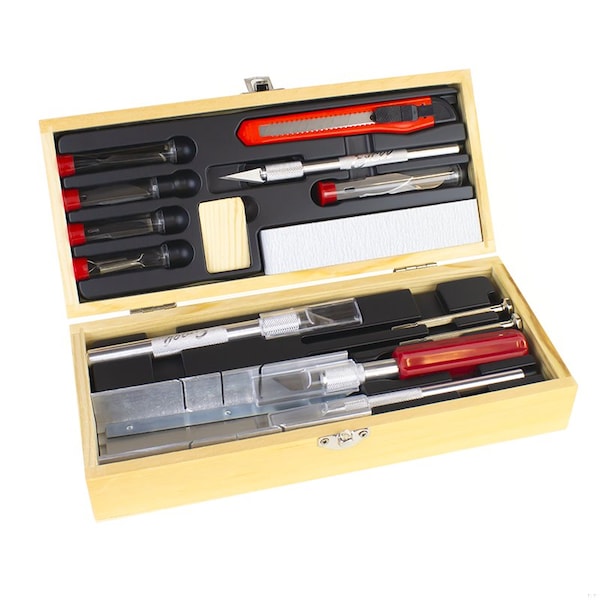 Excel Blades Deluxe Knife & Tool Set in Wooden Box 44286IND - main